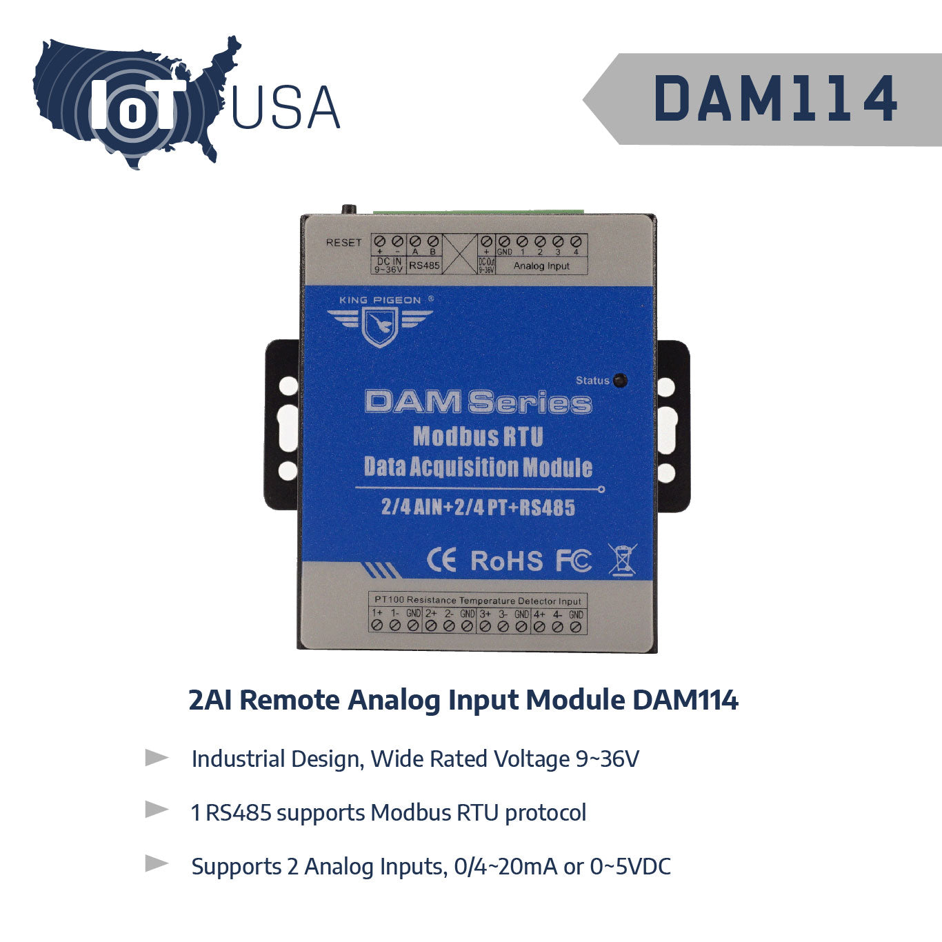 DAM114 DI DO Remote IO Module - IOT USA